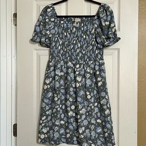 Floral Smocked Dress with Puff Sleeves Size Small